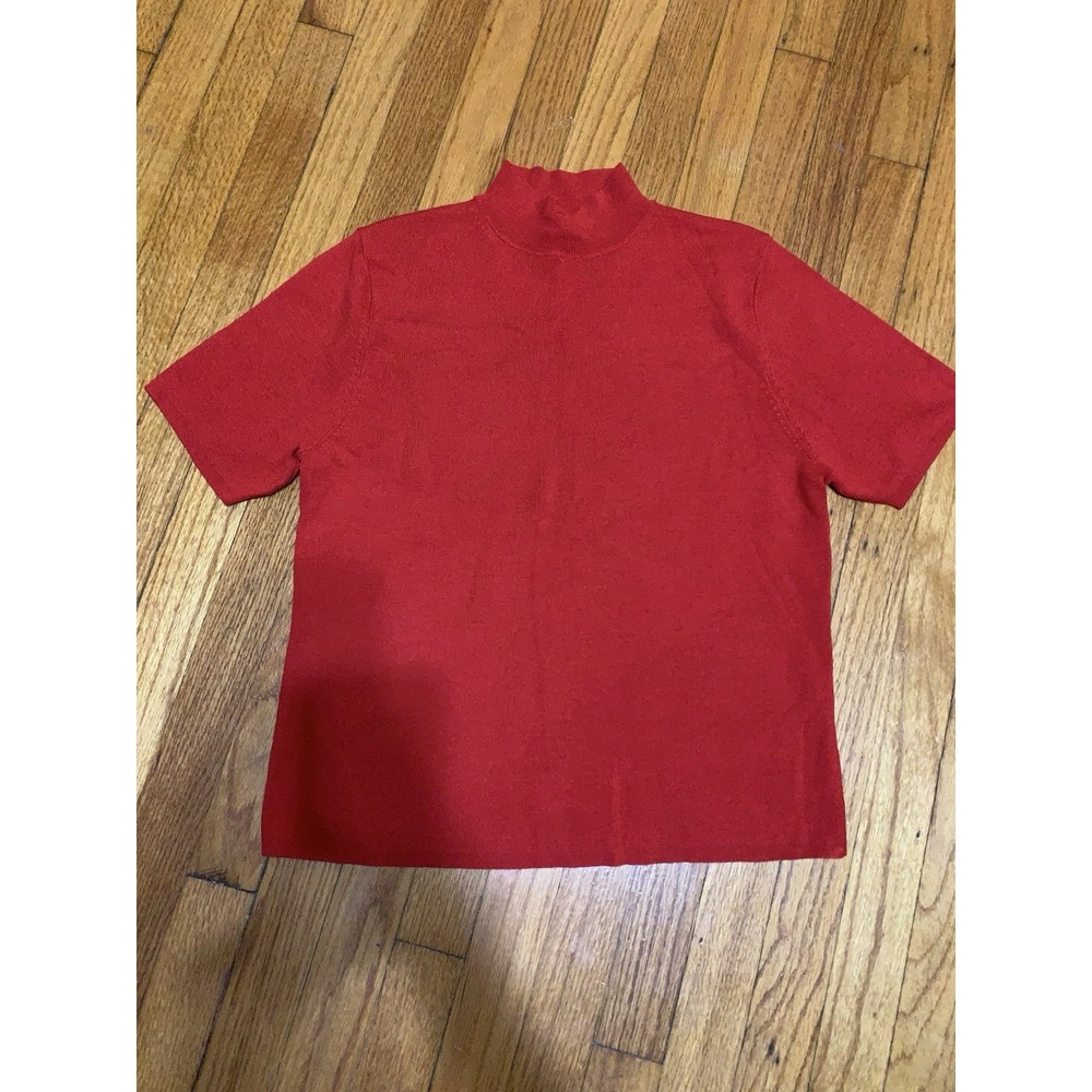 Vintage Pendleton Women's 100% Merino Wool Red Short Sleeve Knit Sweater Size XL
